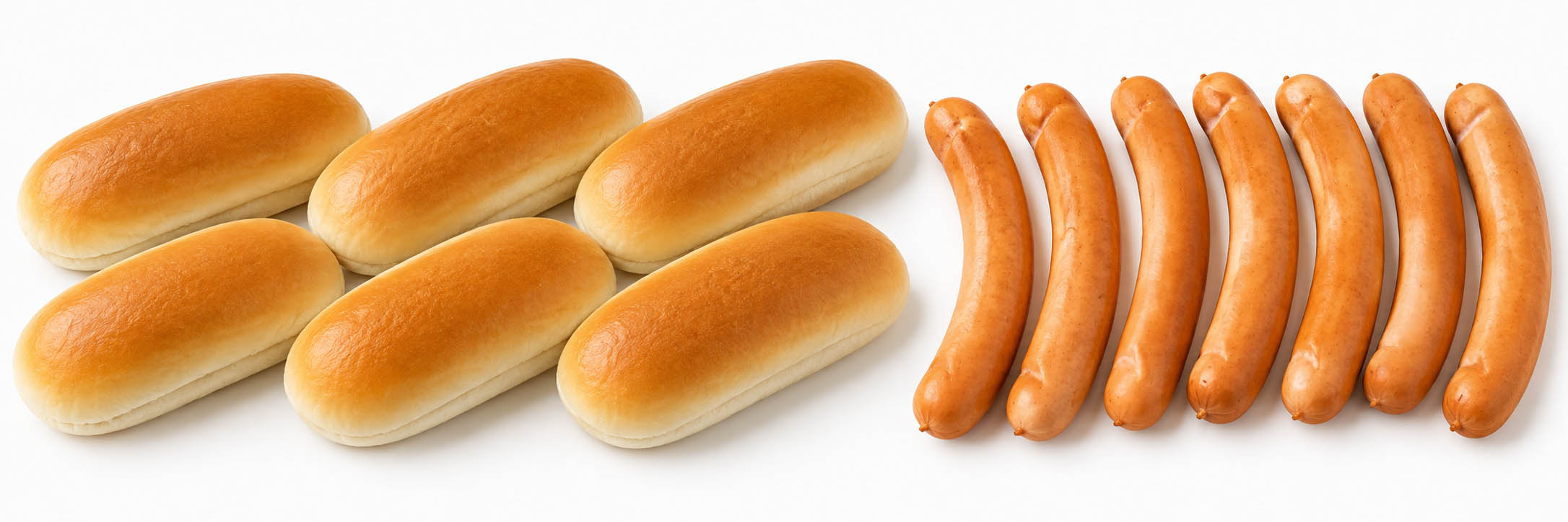 Halloween Hotdog Set with six Frankfurter sausages and six hotdog buns